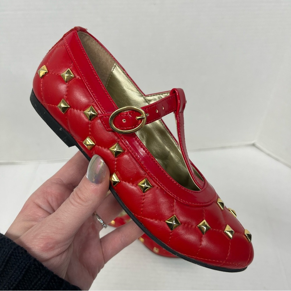 Step2wo Red Studded Mary Jane Flats